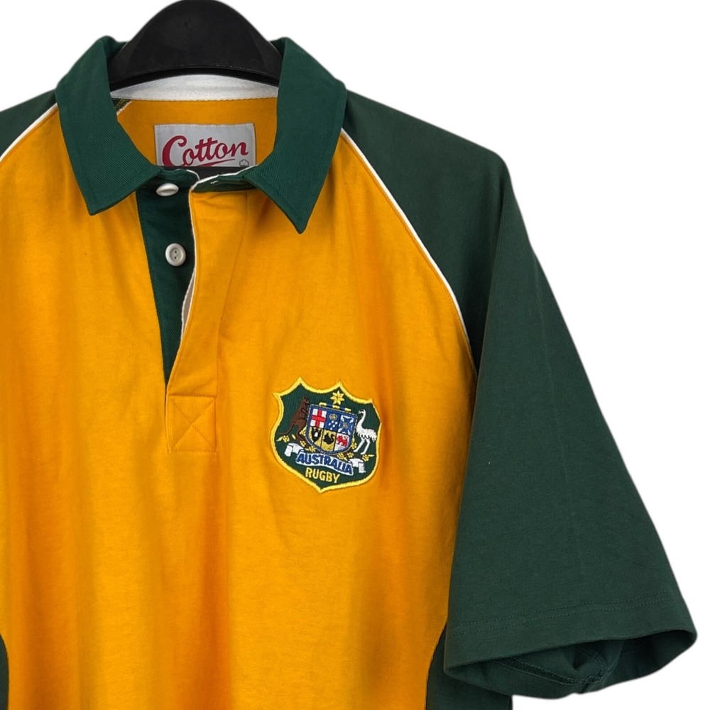 Cotton Traders Mens L Rugby‎ Jersey Shirt Short Sleeve AUSTRALIA Yellow *Read